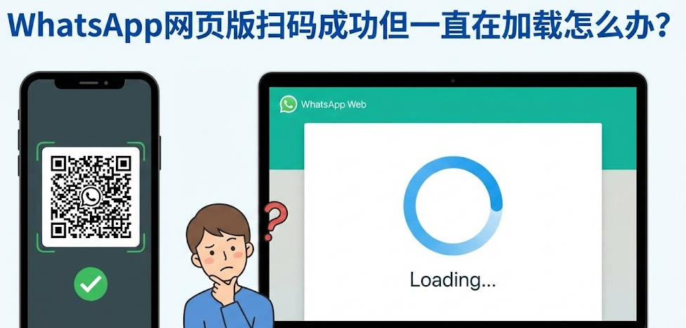 WhatsApp网页版扫码成功但一直在加载